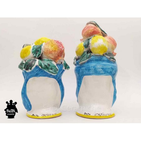 Testa di Moro con frutta- ceramiche di Caltagirone- vista posteriore